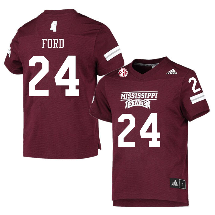 Men #24 Scoobie Ford Mississippi State Bulldogs College Football Jerseys Sale-Maroon - Click Image to Close